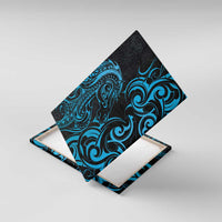 Blue Aotearoa Horse Racing Canvas Wall Art NZ Maori Pattern LT14 With Frame Blue - Polynesian Pride