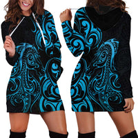 Blue Aotearoa Horse Racing Hoodie Dress NZ Maori Pattern LT14 - Polynesian Pride