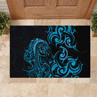 Blue Aotearoa Horse Racing Rubber Doormat NZ Maori Pattern LT14 Blue - Polynesian Pride