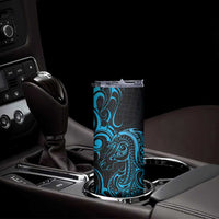 Blue Aoteara Horse Racing Skinny Tumbler NZ Maori Pattern