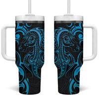 Blue Aotearoa Horse Racing Tumbler With Handle NZ Maori Pattern LT14 One Size: 40 oz Blue - Polynesian Pride