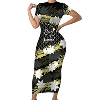 Born And Raised Aloha Hawaii Family Matching Short Sleeve Bodycon Dress and Hawaiian Shirt Kanaka Kakau Hawaiian Tiare Pakalana Lei - Polynesian Pride