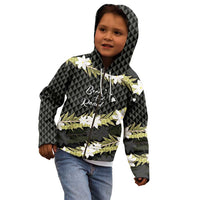 Born And Raised Aloha Hawaii Kid Hoodie Kanaka Kakau Hawaiian Tiare Pakalana Lei - Polynesian Pride