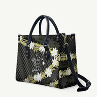 Born And Raised Aloha Hawaii Leather Bag Kanaka Kakau Hawaiian Tiare Pakalana Lei LT14 Black - Polynesian Pride
