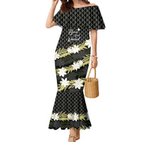 Born And Raised Aloha Hawaii Mermaid Dress Kanaka Kakau Hawaiian Tiare Pakalana Lei - Polynesian Pride