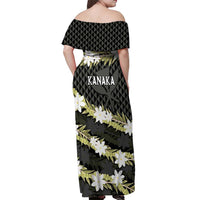 Born And Raised Aloha Hawaii Off Shoulder Maxi Dress Kanaka Kakau Hawaiian Tiare Pakalana Lei - Polynesian Pride
