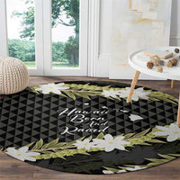 Born And Raised Aloha Hawaii Round Carpet Kanaka Kakau Hawaiian Tiare Pakalana Lei - Polynesian Pride