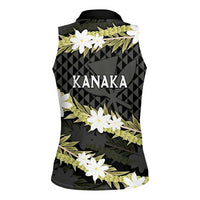 Born And Raised Aloha Hawaii Women Sleeveless Polo Shirt Kanaka Kakau Hawaiian Tiare Pakalana Lei - Polynesian Pride
