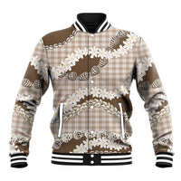 Brown Hawaii Tiare and Shell Lei Baseball Jacket Hawaiian Palaka Luxury Vibes LT14 Unisex Brown - Polynesian Pride