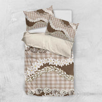 Brown Hawaii Tiare and Shell Lei Bedding Set Hawaiian Palaka Luxury Vibes - Polynesian Pride