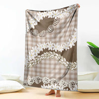 Brown Hawaii Tiare and Shell Lei Blanket Hawaiian Palaka Luxury Vibes - Polynesian Pride