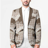 Brown Hawaii Tiare and Shell Lei Blazer Hawaiian Palaka Luxury Vibes - Polynesian Pride