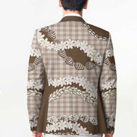 Brown Hawaii Tiare and Shell Lei Blazer Hawaiian Palaka Luxury Vibes - Polynesian Pride
