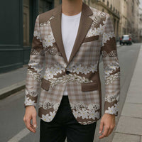 Brown Hawaii Tiare and Shell Lei Blazer Hawaiian Palaka Luxury Vibes - Polynesian Pride