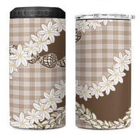 Brown Hawaii Tiare and Shell Lei 4 in 1 Can Cooler Tumbler Hawaiian Palaka Luxury Vibes - Polynesian Pride