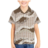 Brown Hawaii Tiare and Shell Lei Family Matching Mermaid Dress and Hawaiian Shirt Hawaiian Palaka Luxury Vibes - Polynesian Pride