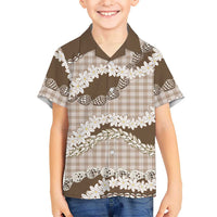 Brown Hawaii Tiare and Shell Lei Family Matching Summer Maxi Dress and Hawaiian Shirt Hawaiian Palaka Luxury Vibes - Polynesian Pride