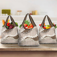 Brown Hawaii Tiare and Shell Lei Grocery Bag Hawaiian Palaka Luxury Vibes - Polynesian Pride