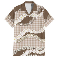 Brown Hawaii Tiare and Shell Lei Hawaiian Shirt Hawaiian Palaka Luxury Vibes LT14 Brown - Polynesian Pride