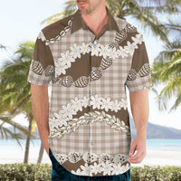 Brown Hawaii Tiare and Shell Lei Hawaiian Shirt Hawaiian Palaka Luxury Vibes LT14 - Polynesian Pride