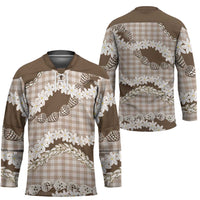 Brown Hawaii Tiare and Shell Lei Hockey Jersey Hawaiian Palaka Luxury Vibes LT14 - Polynesian Pride
