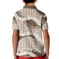 Brown Hawaii Tiare and Shell Lei Kid Polo Shirt Hawaiian Palaka Luxury Vibes LT14 - Polynesian Pride