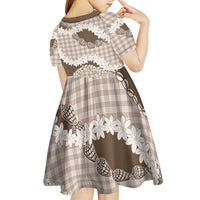 Brown Hawaii Tiare and Shell Lei Kid Short Sleeve Dress Hawaiian Palaka Luxury Vibes LT14 - Polynesian Pride