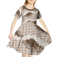 Brown Hawaii Tiare and Shell Lei Kid Short Sleeve Dress Hawaiian Palaka Luxury Vibes LT14 - Polynesian Pride