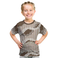 Brown Hawaii Tiare and Shell Lei Kid T Shirt Hawaiian Palaka Luxury Vibes LT14 Brown - Polynesian Pride