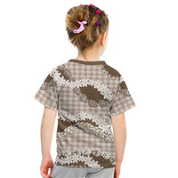Brown Hawaii Tiare and Shell Lei Kid T Shirt Hawaiian Palaka Luxury Vibes LT14 - Polynesian Pride