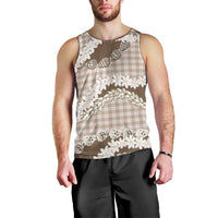 Brown Hawaii Tiare and Shell Lei Men Tank Top Hawaiian Palaka Luxury Vibes LT14 - Polynesian Pride