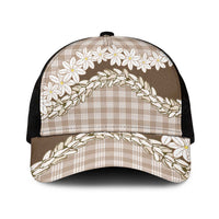 Brown Hawaii Tiare and Shell Lei Mesh Trucker Cap Hawaiian Palaka Luxury Vibes - Polynesian Pride