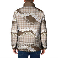 Brown Hawaii Tiare and Shell Lei Padded Jacket Hawaiian Palaka Luxury Vibes LT14 - Polynesian Pride
