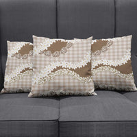 Brown Hawaii Tiare and Shell Lei Pillow Cover Hawaiian Palaka Luxury Vibes - Polynesian Pride