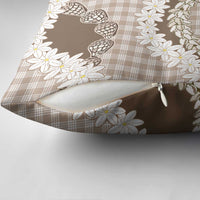 Brown Hawaii Tiare and Shell Lei Pillow Cover Hawaiian Palaka Luxury Vibes - Polynesian Pride