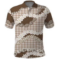 Brown Hawaii Tiare and Shell Lei Polo Shirt Hawaiian Palaka Luxury Vibes LT14 Brown - Polynesian Pride