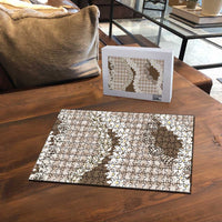 Brown Hawaii Tiare and Shell Lei Puzzle Hawaiian Palaka Luxury Vibes LT14 - Polynesian Pride