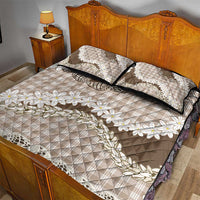 Brown Hawaii Tiare and Shell Lei Quilt Bed Set Hawaiian Palaka Luxury Vibes - Polynesian Pride