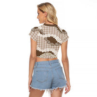 Brown Hawaii Tiare and Shell Lei Raglan Cropped T Shirt Hawaiian Palaka Luxury Vibes LT14 - Polynesian Pride