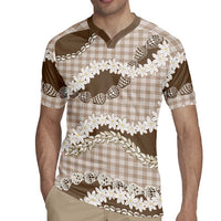Brown Hawaii Tiare and Shell Lei Rugby Jersey Hawaiian Palaka Luxury Vibes LT14 - Polynesian Pride