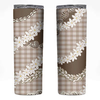 Brown Hawaii Tiare and Shell Lei Skinny Tumbler Hawaiian Palaka Luxury Vibes - Polynesian Pride