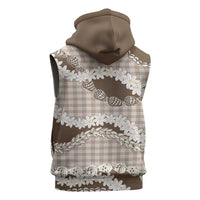 Brown Hawaii Tiare and Shell Lei Sleeveless Hoodie Hawaiian Palaka Luxury Vibes LT14 - Polynesian Pride