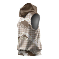 Brown Hawaii Tiare and Shell Lei Sleeveless Hoodie Hawaiian Palaka Luxury Vibes LT14 - Polynesian Pride