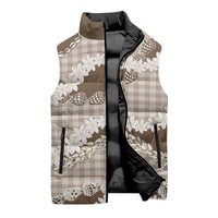 Brown Hawaii Tiare and Shell Lei Sleeveless Puffer Jacket Hawaiian Palaka Luxury Vibes LT14 - Polynesian Pride