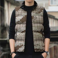 Brown Hawaii Tiare and Shell Lei Sleeveless Puffer Jacket Hawaiian Palaka Luxury Vibes LT14 - Polynesian Pride