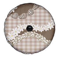 Brown Hawaii Tiare and Shell Lei Spare Tire Cover Hawaiian Palaka Luxury Vibes - Polynesian Pride