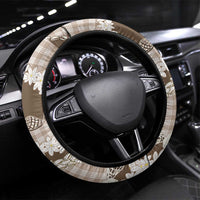 Brown Hawaii Tiare and Shell Lei Steering Wheel Cover Hawaiian Palaka Luxury Vibes - Polynesian Pride