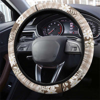 Brown Hawaii Tiare and Shell Lei Steering Wheel Cover Hawaiian Palaka Luxury Vibes - Polynesian Pride