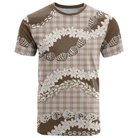 Brown Hawaii Tiare and Shell Lei T Shirt Hawaiian Palaka Luxury Vibes LT14 Brown - Polynesian Pride
