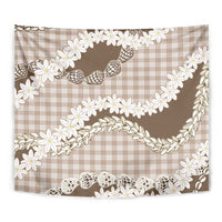 Brown Hawaii Tiare and Shell Lei Tapestry Hawaiian Palaka Luxury Vibes - Polynesian Pride